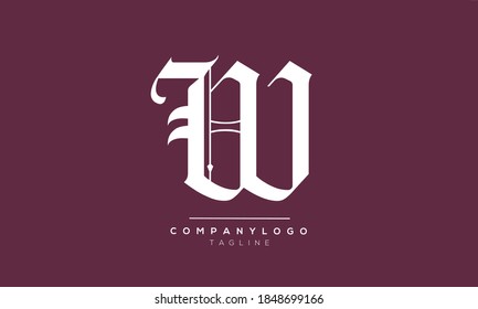 W monogram letter initials text alphabet logo design