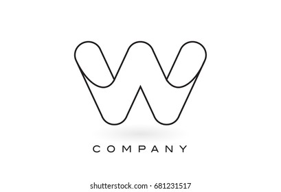 W Monogram Letter Logo With Thin Black Monogram Outline Contour. Modern Trendy Letter Design Vector Illustration.