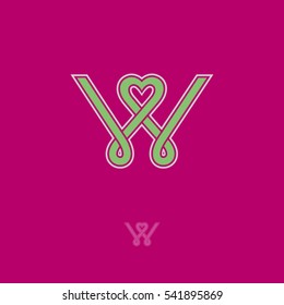 W monogram. W logo. W emblem on dark background