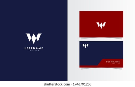 W Monogram Logo Mark with business card template design for branding identity