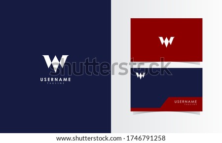 W Monogram Logo Mark with business card template design for branding identity