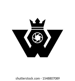 W Monograms with camera focal plane shutter and crown with black color