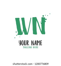 W N Handwritten logo template