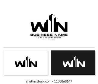 W N Initial building logo concept