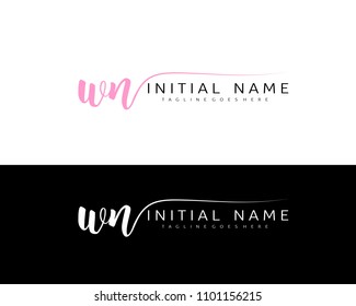 W N Initial handwriting logo vector. Hand lettering for designs.