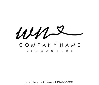 W N Initial handwriting logo vector