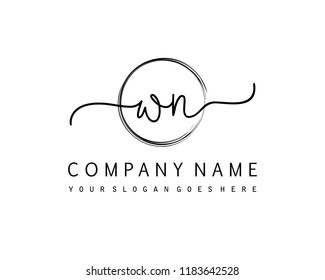 W N Initial handwriting logo vector