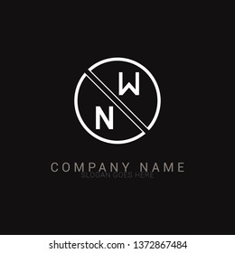 W N initial letter logo inside circle logo design template vector 