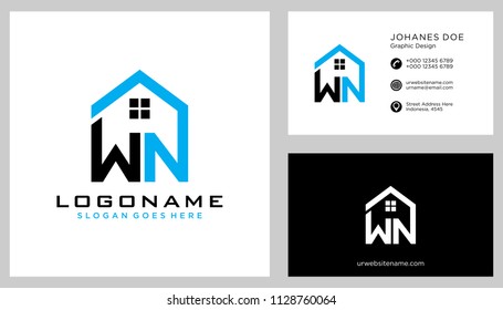 W N initial logo template vector