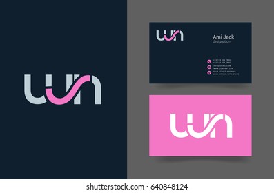 W N joint letter logo design with business card template