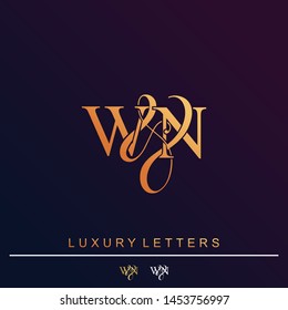 W & N / WN logo initial vector mark. Initial letter W and N WN logo luxury vector logo template.