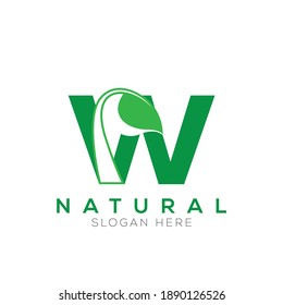 Vector de logotipo verde natural W