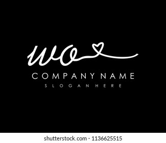 W O Initial handwriting logo vector