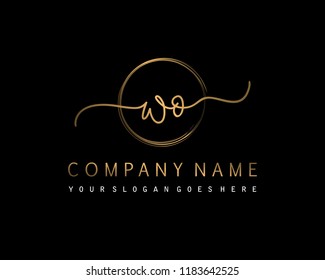 W O Initial handwriting logo vector