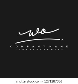 W O Initial handwriting logo vector