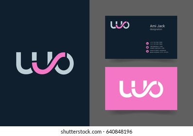 W O joint letter logo design with business card template