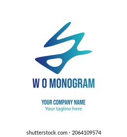 Logotipo De Monograma W O. símbolo, icono vector. colores degradados.