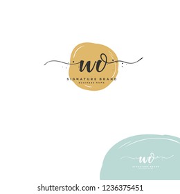 W O WO Initial letter handwriting and  signature logo.