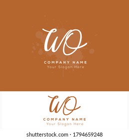 W O WO  Initial letter handwriting and signature logo. Beauty vector initial logo .Fashion, boutique, floral and botanical