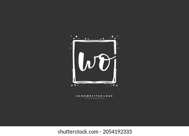 W O WO logo, Initial lettering handwriting or handwritten for identity. Logo with signature and hand drawn style.