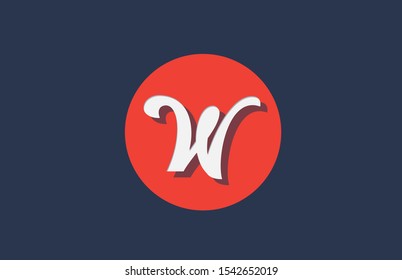 W orange white circle logo letter alphabet for company icon design. Suitable as a logotype for corporate or business