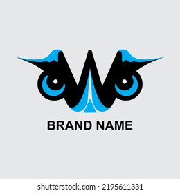 
w owl logo with shades of blue