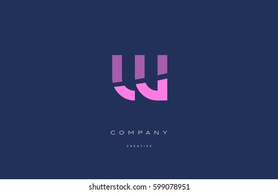 w pink blue pastel modern abstract alphabet company logo design vector icon template 