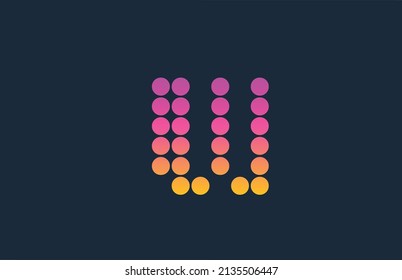 W pink yellow dotted alphabet letter logo icon design. Creative template for company and business 