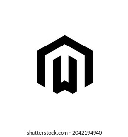 W polygon vector logo template with black and white color.