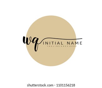 W Q Initial handwriting logo vector. Hand lettering for designs.
