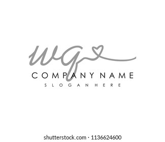 W Q Initial handwriting logo vector