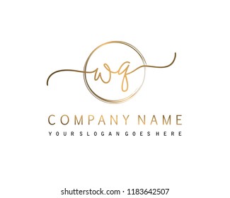 W Q Initial handwriting logo vector