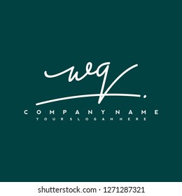 W Q Initial handwriting logo vector