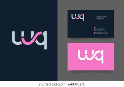 W Q joint letter logo design with business card template