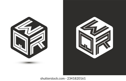 w q r letter logo design with illustrator cube logo, vector logo modern alphabet font overlap style. Premium Business logo icon. White color on black background