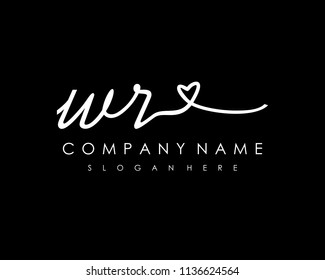 W R Initial handwriting logo vector