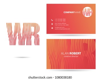 W & R joint logo waves letter design with business card template