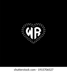 W R letter logo creative design on black color background. wr icon