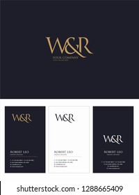 W & R letters Joint logo icon and Business card vector template.
