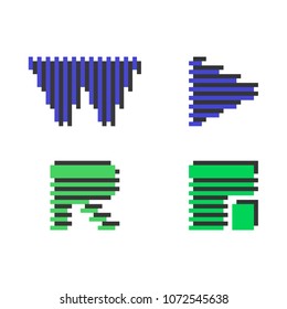 W, R, play bottom, article icons, logo, vector