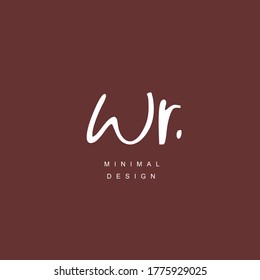 W R WR Escritura manual inicial o logotipo manuscrito para la identidad. Logo con estilo dibujado a mano.
