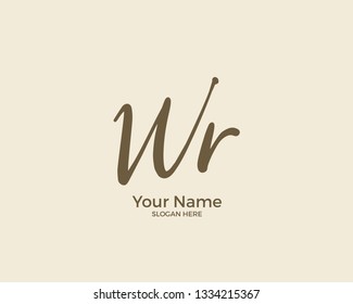 W R WR initial logo signature vector. Handwriting concept logo.