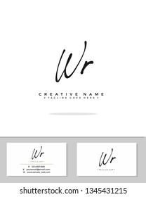 W R WR initial logo signature template vector. Handwriting logo concept
