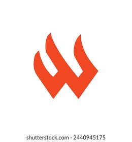 W Red Flame Logo, W letter red logo with dot