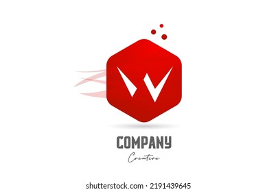 W red hexagon letter alphabet logo icon design. Creative template for company and business