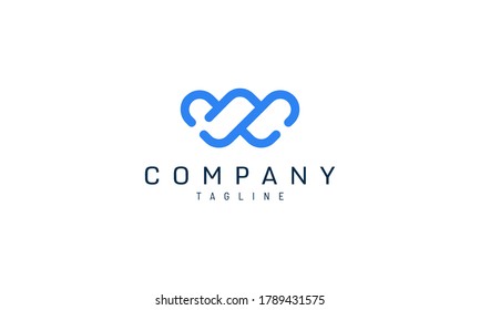 W round logo template in bold blue