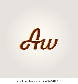 A W Running Letter joint logo design vector element