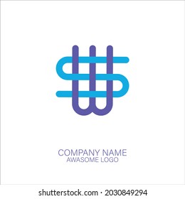 w s blue and purplr logo design