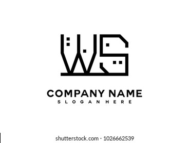 W S initial logo template vector