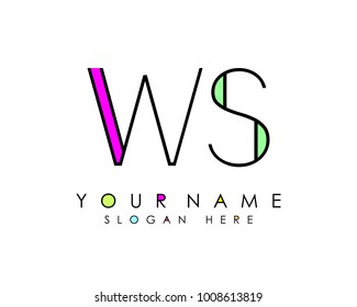 W & S initial minimalist logo template vector